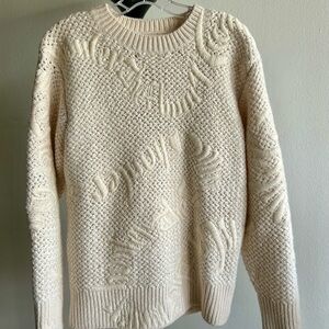 Zimmermann Cream Textured Crew Neck Sweater